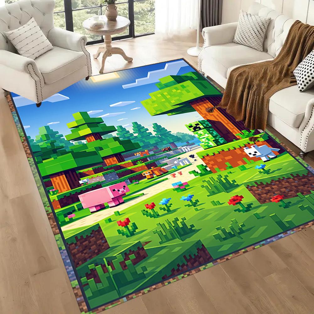 Minecraft 126 Carpet Design for Kitchen Outdoor Game Room Living Rooms Antislip Carpet Office Home Decor Perfect Gift for Women/Men