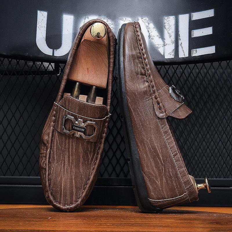 Fashion Men Leather Shoe 2024Summer Trend Light Lazy Casual Shoe Men Driving Shoes Fashion Loafers Shoe Social Shoe Zapatillas De Hombre