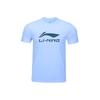 Li Ning Logo Letter Print Cool Quick-Dry Breathable Versatile Round Neck Pullover Short Sleeve T-Shirt Men T-Shirts Ice-River-Blue ATSU493-7