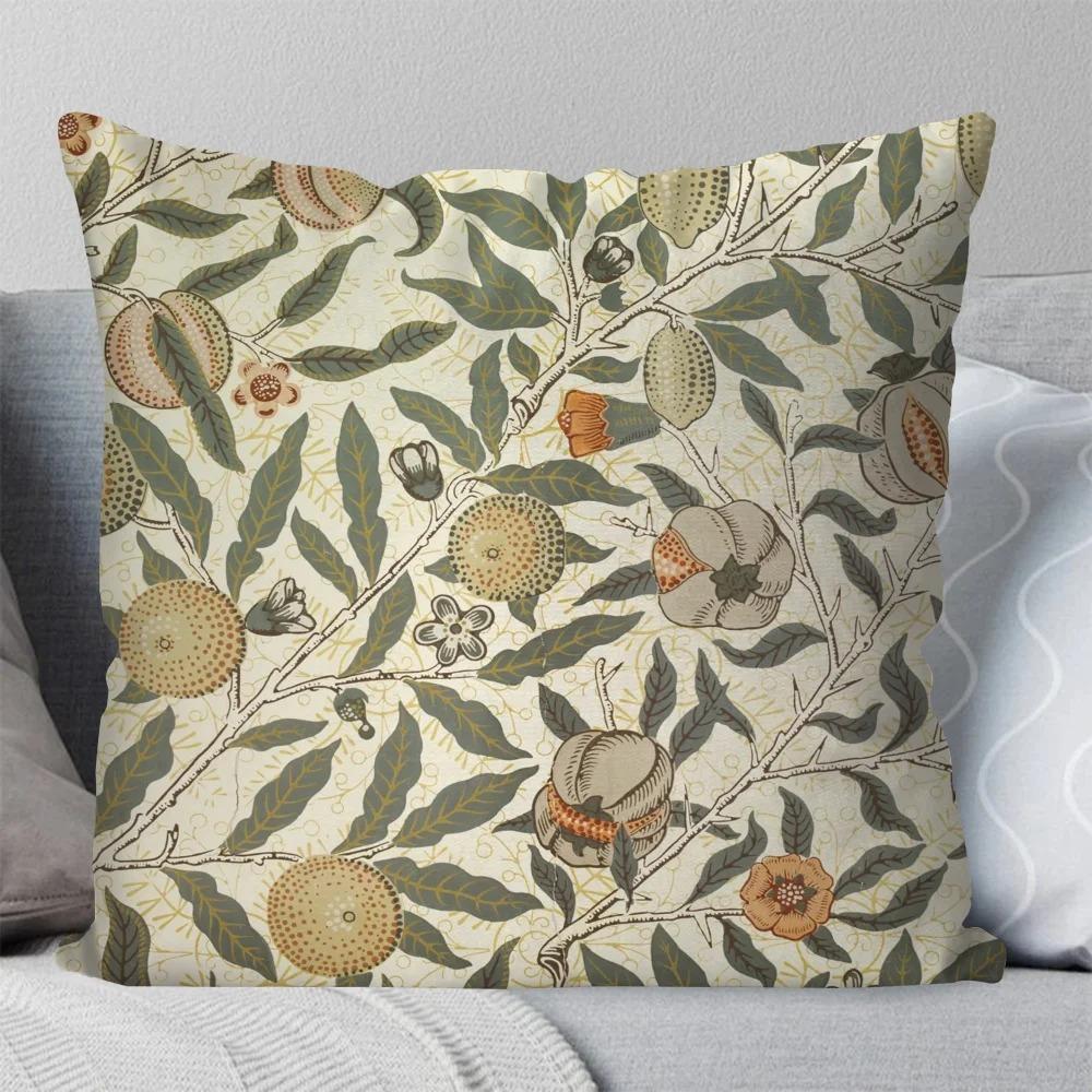 Vintage Floral Cushion Cover William Morris Style Botanical Throw Pillow Case for Sofa Living Room Bedroom Home Decor 40x40cm