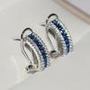 Dazzling Blue/White Cubic Zirconia Stud Earrings for Women Fashion Contracted Female Piercing Earrings Daily Wear Jewelry