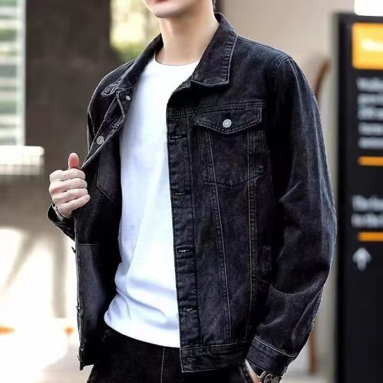 Men Jacket Denim Retro Hip Hop Style Loose Single-breasted Long Sleeve Lapel Multi Pockets Casual Streetwear Plus Size Men Coat