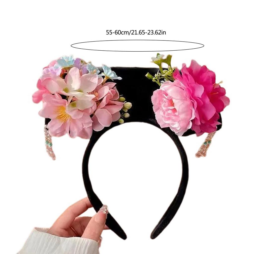 Classical Qings Princess Headband for Female Vintage Flower Hairband Chinese Costume Hairhoop Roleplay Party Hair Decors