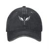 Wings Logo Washed Cotton Baseball Cap Black Adjustable Hat Embroidered Design Casual Streetwear