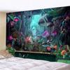 Paradies Wunderland Psychedelischer Wandteppich Riesenpilzhaus Böhmische Wohnkultur Groß