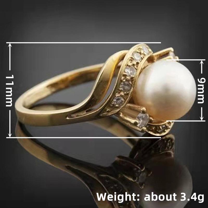 Anillos de Boda Dorados Huitan para Mujer con Perla de Imitación Temperamento Elegante Accesorios Femeninos Regalo Elegante Joyería Nueva de Moda