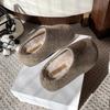 Fashion New Suede Leather Slippers Women Round Toe Flat Slides Outdoors Casual Mules Shoes Women Comfort Thick Sole Half Slippers Woman