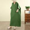 DIMANAF Neu 2026 Damen Übergröße Sommer Lässig Urlaub Langes Kleid Baumwolle Locker Übergröße Maxi Strand Sommerkleid Einfarbig Elegant Dame