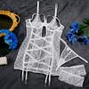 Women'S Lingerie Sets Valentine Seductive Dress Thong 2Pc With Leg Circles Tempted Heart See Through Hollow Mini Body Intimates
