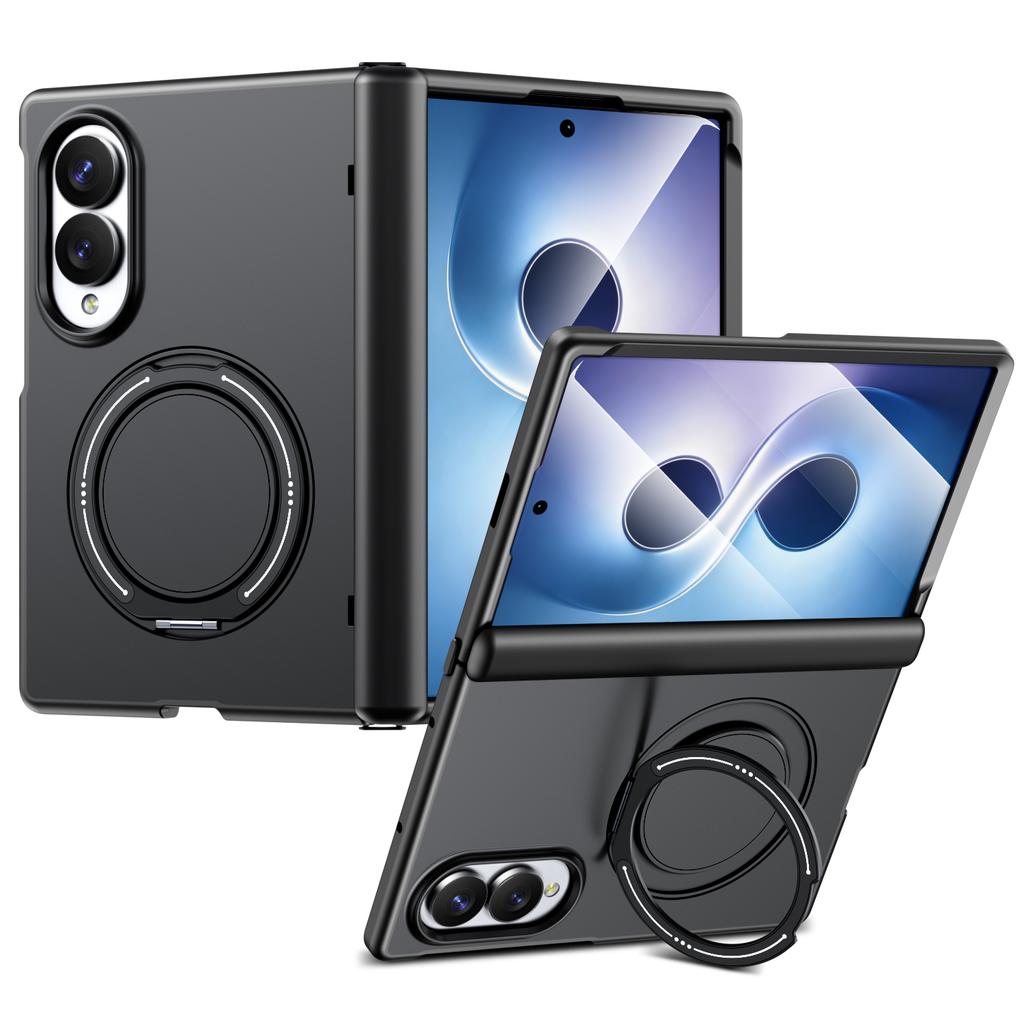 Aluminum Alloy Back Cover Phone Case for Samsung Galaxy Z Fold 8 Wide 5G with 360° Rotating Ring Kickstand Hinge Protect Cover