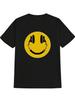 Unisex's Casual Graphic T-Shirt - Black With Yellow CiYYYYYYle Headphones & Joyful Face Print