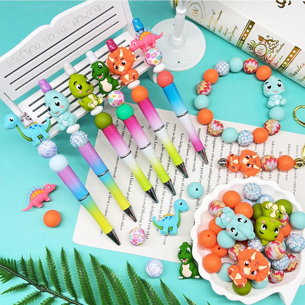 25/39/78PCS 3D Dinosaur Silicone Bead Set, Perfect for DIY Handmade Crafts Such As Keychains, Necklaces, Bracelets, Etc