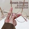 High-Quality Gold-Rimmed Myopia Glasses Stylish Round-Frame Unisex Ultra-Lightweight Blue Light Blocking Nearsighted Glasses