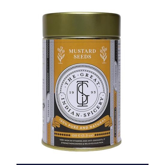 The Great Indian Spicery | Mustard Seeds (Sarso Seeds) | 150gm Tin - Steam Sterilisation, 100% Pure & Natural, Farm Fresh, Non-Adulterated | Cooking