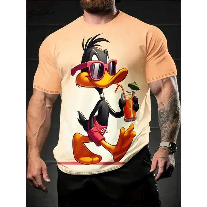 Camiseta de Moda para Hombre con Estampado de Pato de Dibujos Animados, Camiseta de Manga Corta Transpirable y Holgada, Jersey de Verano para Exterior, Ropa Casual para Hombre