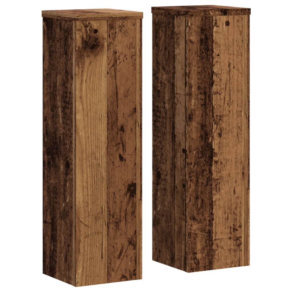 Plant Stand 2 pcs Rustic Wood Look 17 x 17 x 60 cm Engineered Wood