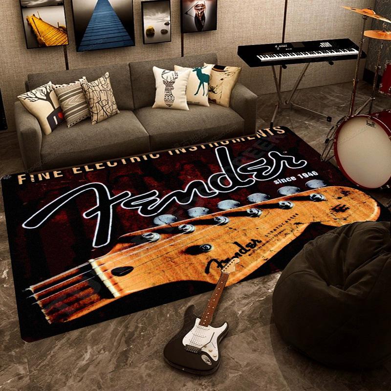 F-Fender Rectangular Carpet Rock Guitar Band Instrument Decoration Speaker Retro Floor Mat Shock Absorption Rugs