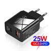 25W PD Fast Charging Type-C Mobile Charger, 5A EU/US/UK Standard