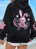 Sweat à capuche imprimé hip-hop pour femme, décontracté, surdimensionné, ample, chaud, polaire, automne