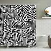 Black and White Abstract Leaf Shower Curtain Waterproof Fabric for Bathroom Decor Modern Minimalist Home Accessories