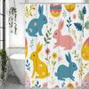 Easter Shower Curtain, Easter Bunny Bathroom Shower Curtain, Spring, Bunny Pattern, Floral, Colorful, Waterproof Shower Curtain