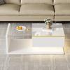 Mesa de centro, mesa auxiliar con cristal y efecto LED, práctico espacio de almacenamiento, muebles modernos para sala de estar