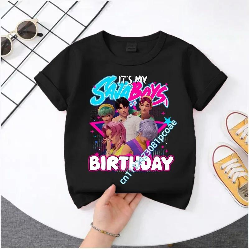 2026 New K-POP Saja Boys Print Short-Sleeved Spring Family Clothing for Boys and Girls Cute Cotton T-shirt for Boys and Girls
