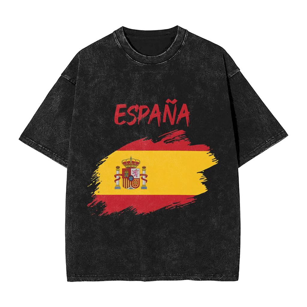 Spain Spanish Flag  T Shirt  Harajuku T Shirts Short Sleeve Awesome Tops Beach Cotton Breathable Oversized Tees