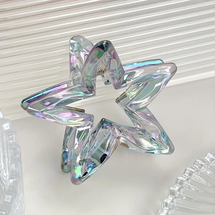 Colorful Hollowed-out Star Shark Clip Sweet Semi-tied Hair Clip Cute Five-pointed Star-shaped Ponytail Clip Fashionable Hair Clip