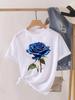 Short Sleeve Women Print Summer TShirt Fashion Clothing Graphic T-shirts Watercolor Flower Cute Clothes Lady Casual Tee