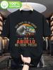 Unisexs Spanish Grandfather Quote TShirt Vintage Graphic Tee with Fathers Honor Grandfather Love Saying Soft Loose Fit Black Shirt for Dad