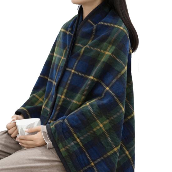 Winter Throw Blanket Plaid Super Soft Polar Fleece Thermal Insulation Single-Breasted Shawl Nap Blanket for Daily Use Work Home School