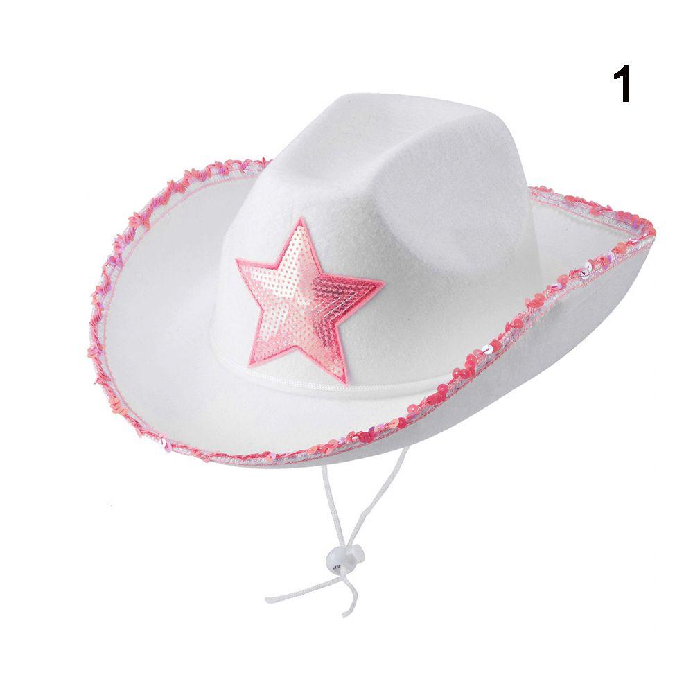 Western Cowboy Hat for Men Women Kids Fedora Outdoor Wide Brim Faux Leather Summer Wide Brim Beach Travel Cap Black White Pink