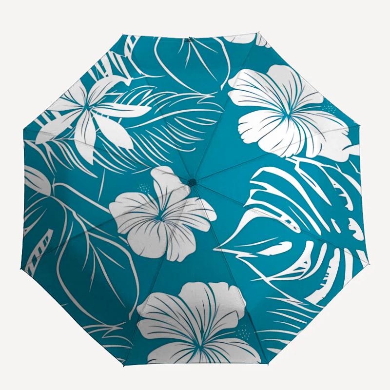 1pc Tropical Flowers Automatic Open/close Folding Umbrella, Compact Portable Travel Umbrella, Cute Umbrella, Durable Construction Yy260328012