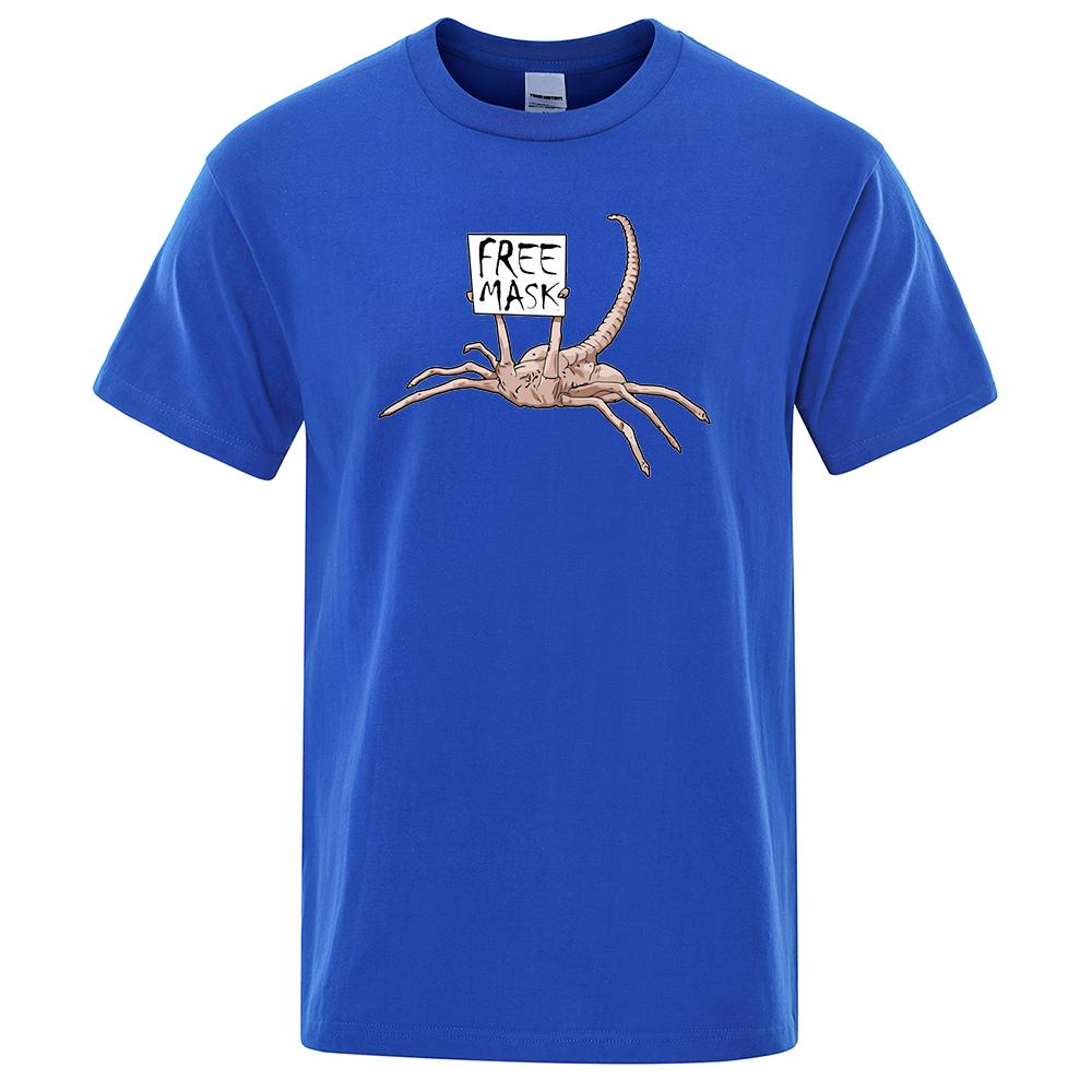 Alien Free Mask Printed T Shirt Men Horror Scorpion T-Shirts Summer Cotton Breathable Tee Clothing Streetwear