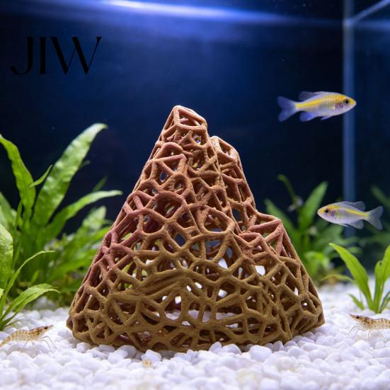 Plastic Mountain Decor Aquarium Shrimp Hide, 3D Printed Hollow Mountain, Small Fish Tank Landscaping Supplies Hideout Cave, Ornament Shelter for Betta