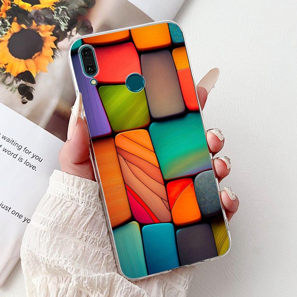 Clear For Huawei Y9 2019 Case Cover Cute Fashion Flowers Funny Cool Painted Soft Phone Case For Huawei JKM-LX1 JKM-LX2 JKM-LX3