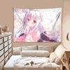 Kawaii Style Girl Cartoon Hanging Tapestry Wall Background Decorative Cloth for Dormitory Bedroom Bedside Rental House