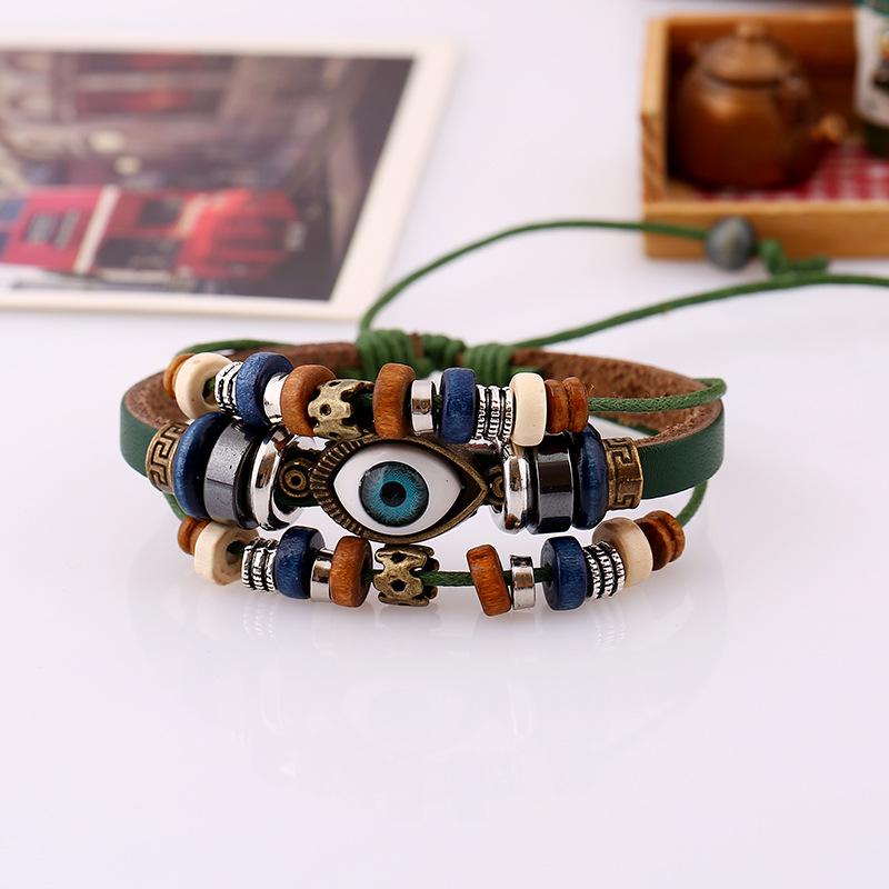 Fashion Pu Leather Bracelet Jewelry Eyes Vintage Style For Men Women