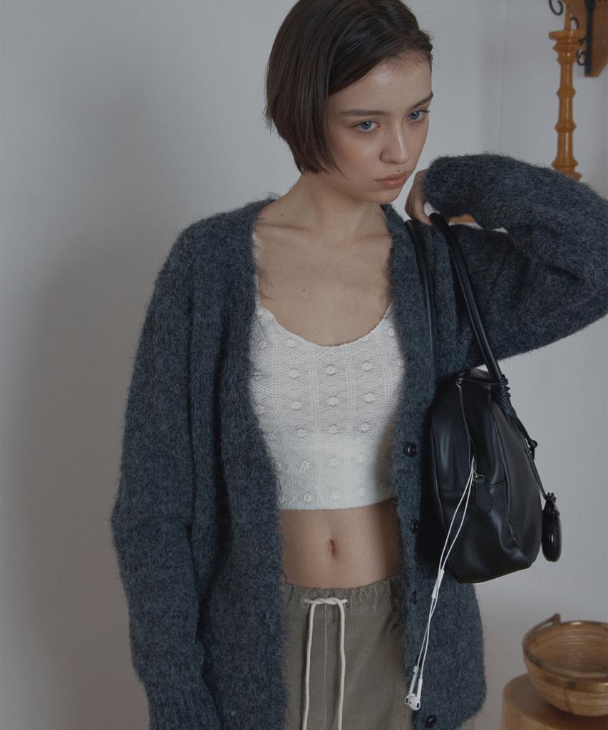 Poetseoul Hairy Over Cardigan_Charcoal