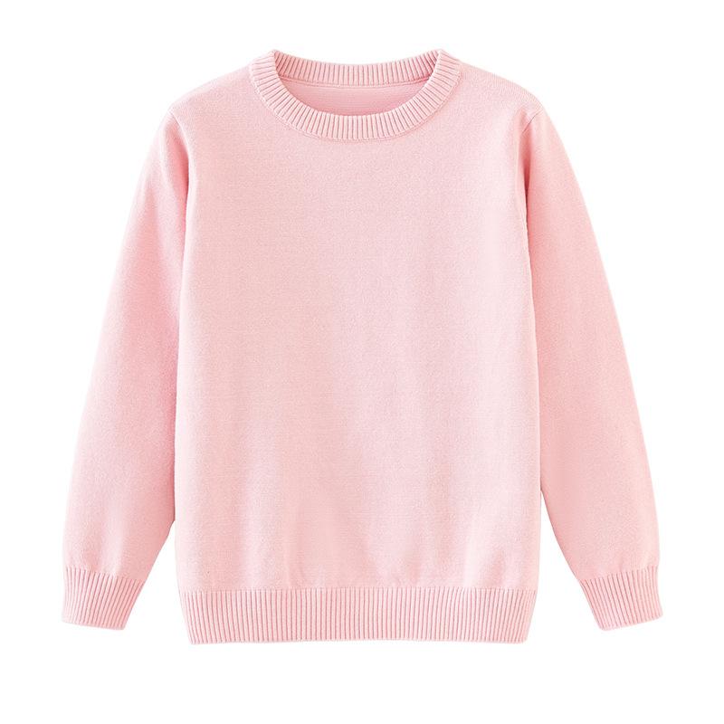 Children's Clothing Round Neck Medium and Large Children's Sweater Pullover Pure Cotton Sweater Boys and Girls Bottoming Sweater
