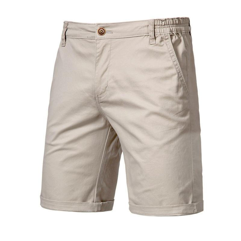 Sommer Herrenshorts Gerader Schnitt Knielang Kurze Anzughose Uni Schwarz Khaki Kleidung Student Dünn Farben Freizeithorts Mann