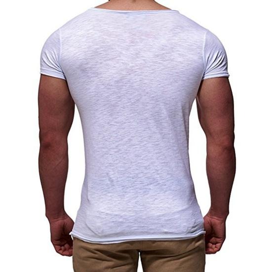 Men Summer T-shirt Short Sleeves V Neck Solid Color Soft Slim Fit Breathable Mid Length Elastic Casual Pullover Men Sport Top