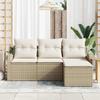 Garden Sofa Set Beige Poly Rattan