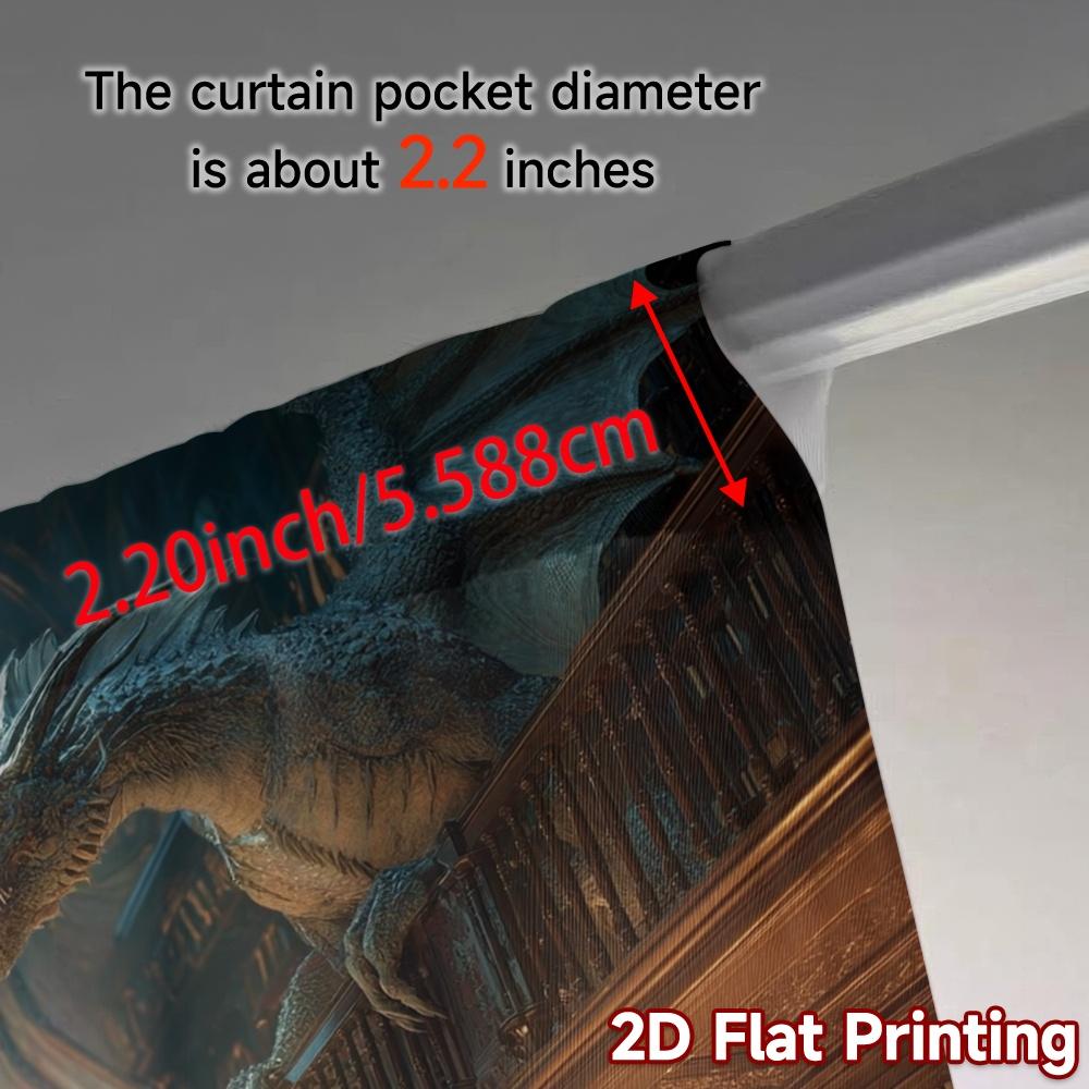 Set Of 2 Flat Printing Curtains Without Rod Dragons Library Pattern Popular Fabric All Seasons Ldeal Curtain Polyester