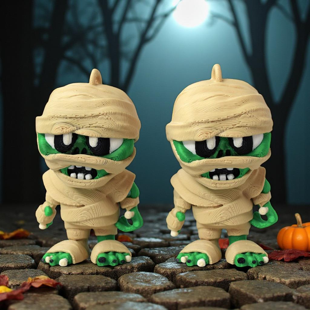 3D Printed Cartoon Mummy Ornamentspendants Desktop Ornaments With Movable Joints And Funny Dolls Keychains Gift Giveaways