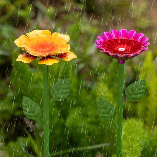 Metal Flower Garden Stake Decorative Bee Watering Station Hummingbird Feeder Mini Bird Bath Outdoor Pollinator Drinking Bowl for Backyard Bees