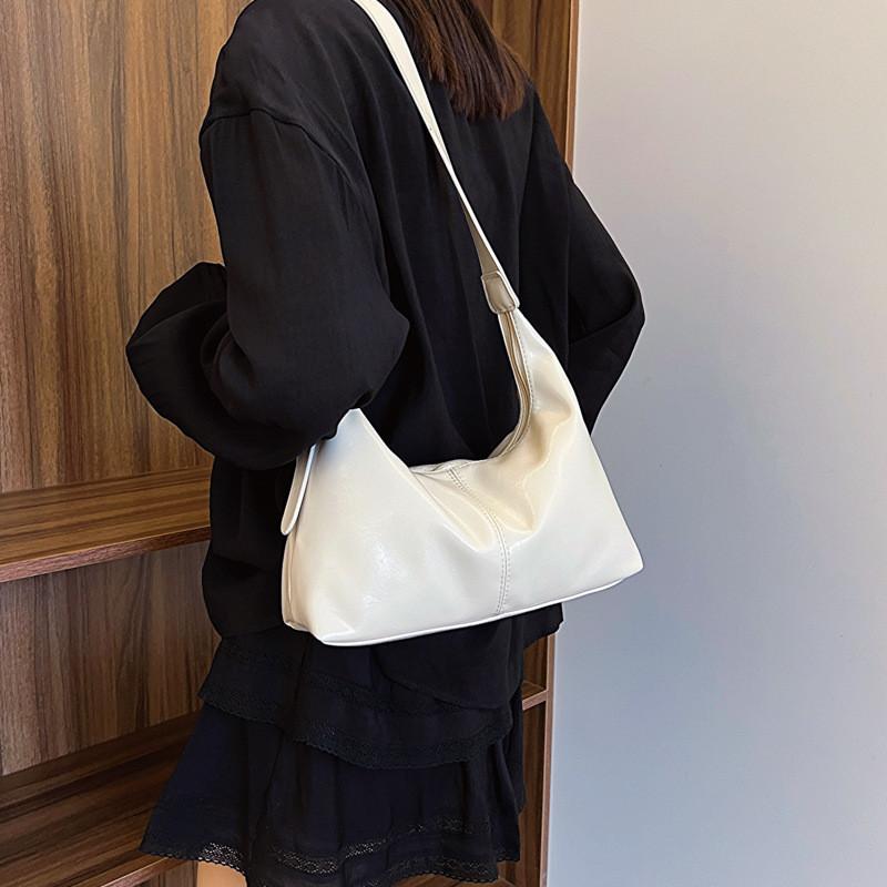 Chic Pu Leather Shoulder Bag Stylish Casual Crossbody Tote With Zipper Closure
