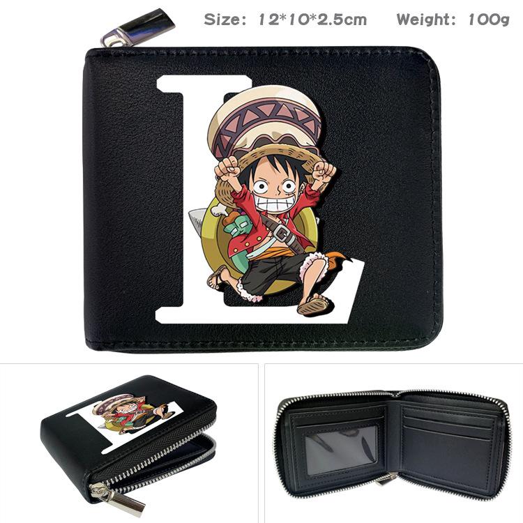 One Piece Anime Zip PU Wallet Luffy Print Short Coin Purse Card Holder