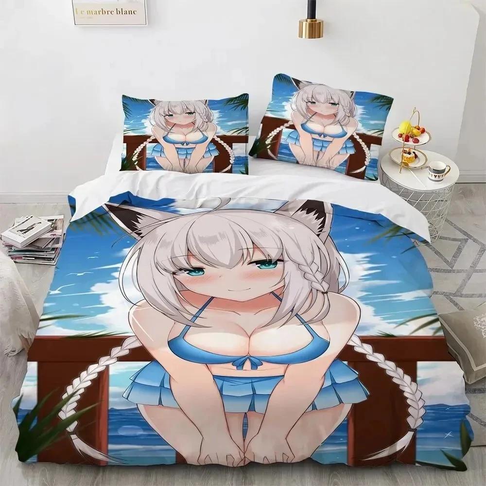 Kawaii Anime Seksikas Tüdruk Voodipesu Komplekt, Tekikott Tekk Voodikomplekt Tekikate Padjapüür, Kuningas Kuninganna Üheinimese Suurus Poisid Tüdrukud Täiskasvanud